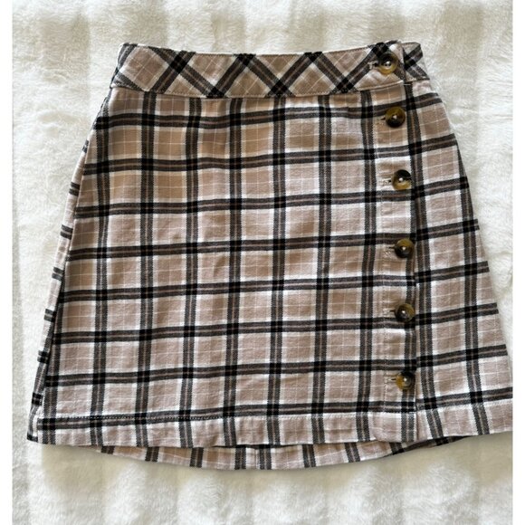 Y2K Plaid Skirt 2 Divided Straight Mini Button Front - Picture 1 of 5